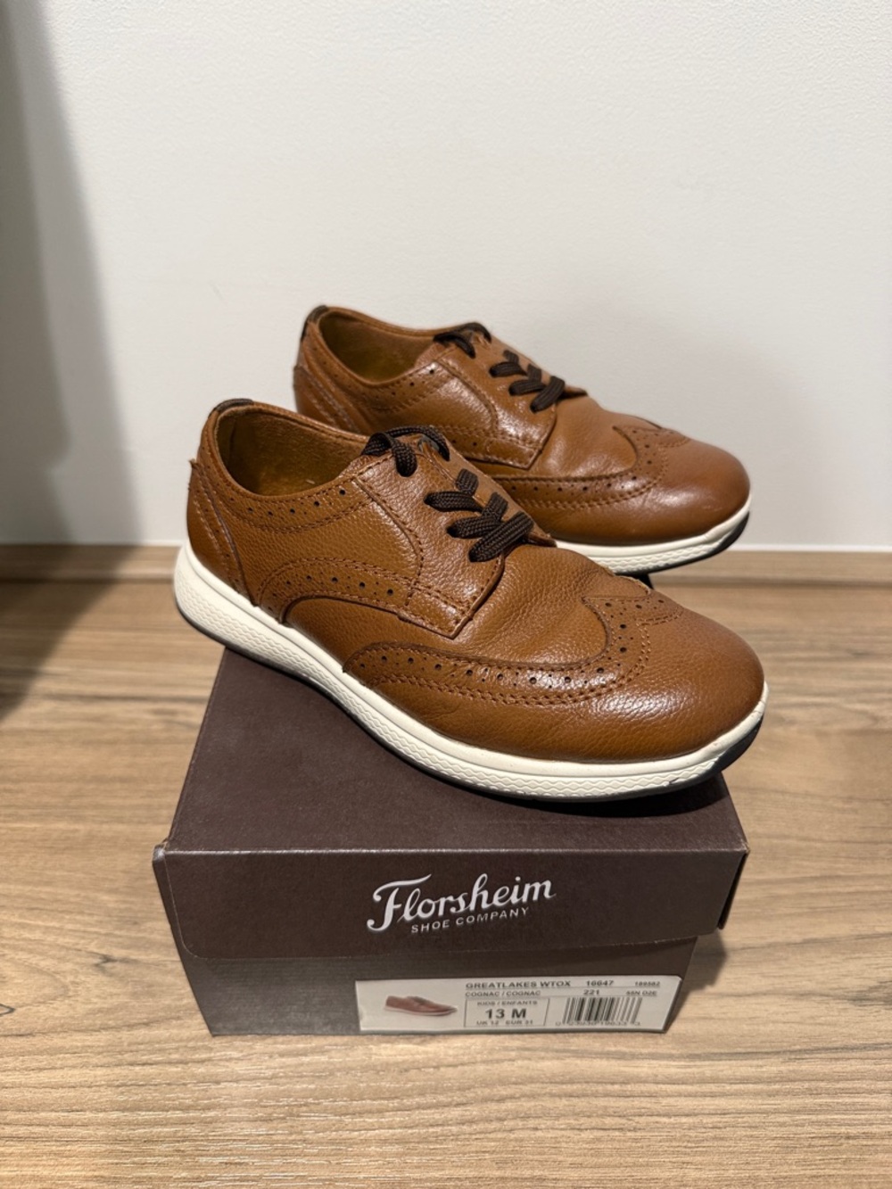 Florsheim Men's Tan Leather Wingtip Derby Sneakers